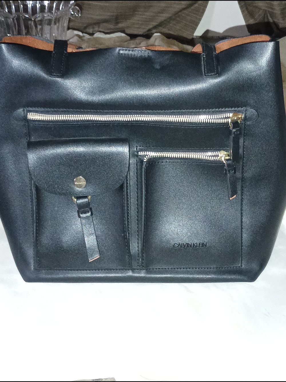 Calvin Klein  Rossa Tote Novety Leather Handbag
